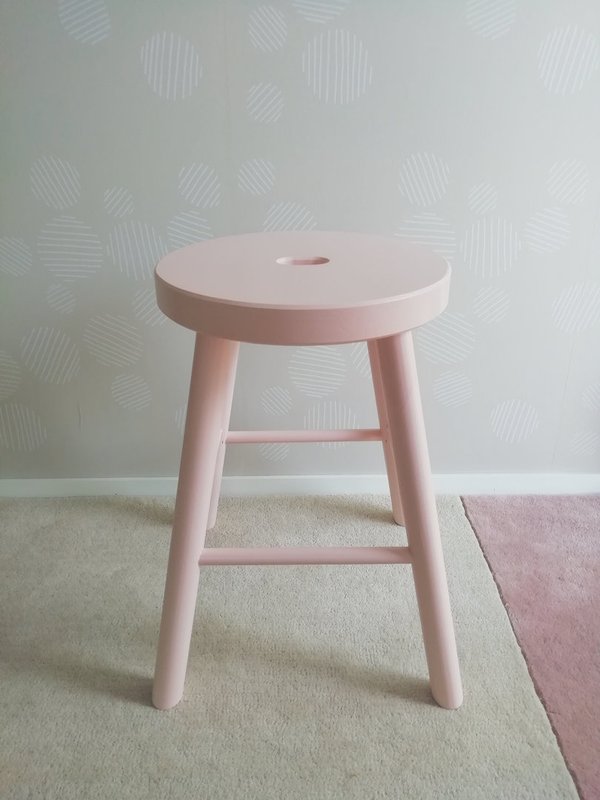 Pink wooden stool